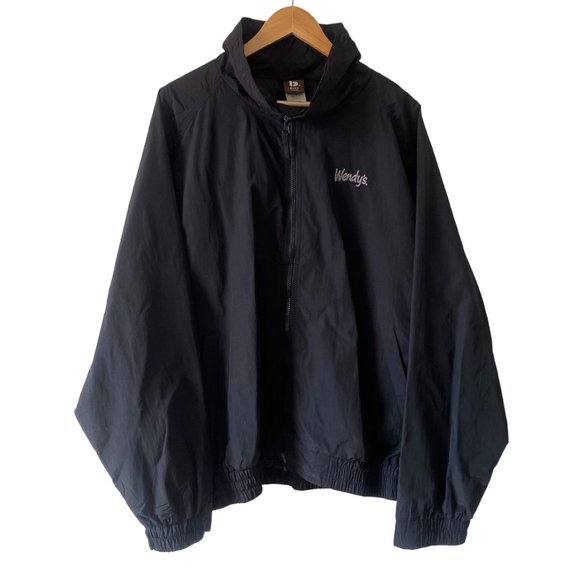 Wendy's Restaurant Black Windbreaker Zipper Jacket XXL - Picture 1 of 7